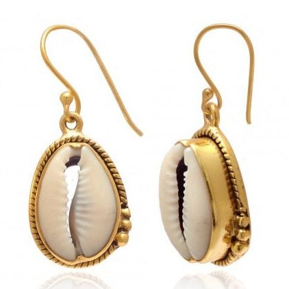 Pendientes Lune concha cowrie